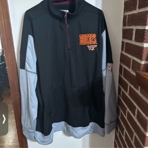 J. America Virginia Tech Size XXL Black and Gray Zip-Up Sweater